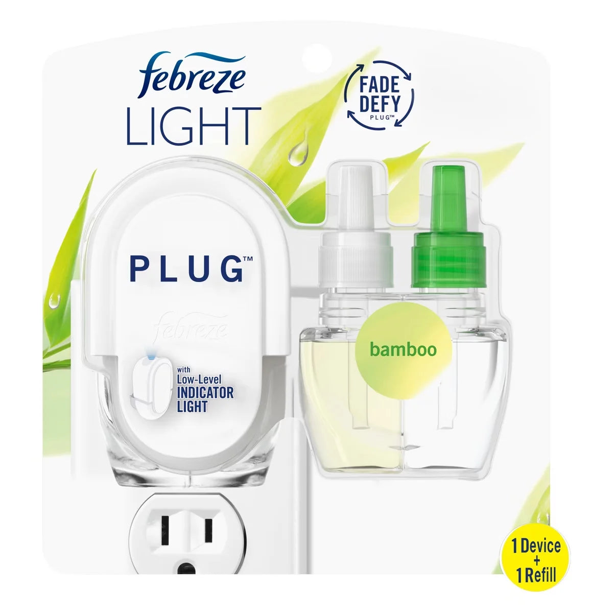 Febreze Light Air Freshener Plug Starter Kit - Bamboo - 2pk