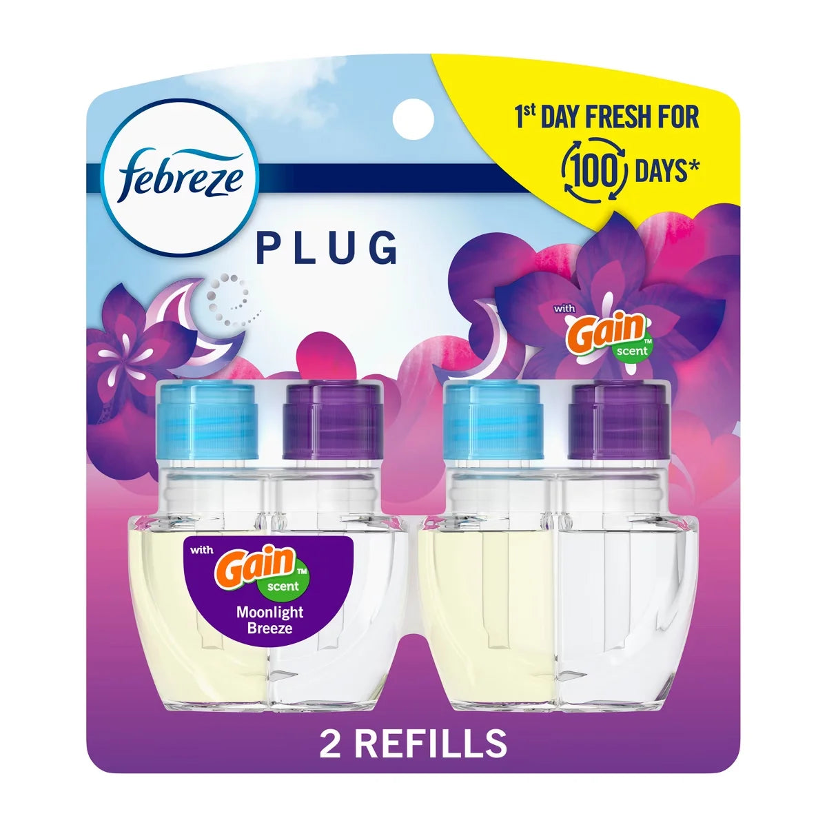 Febreze Odor-Fighting Fade Defy Plug Air Freshener Refill - Gain Moonlight Breeze - 0.87 fl oz/2pk