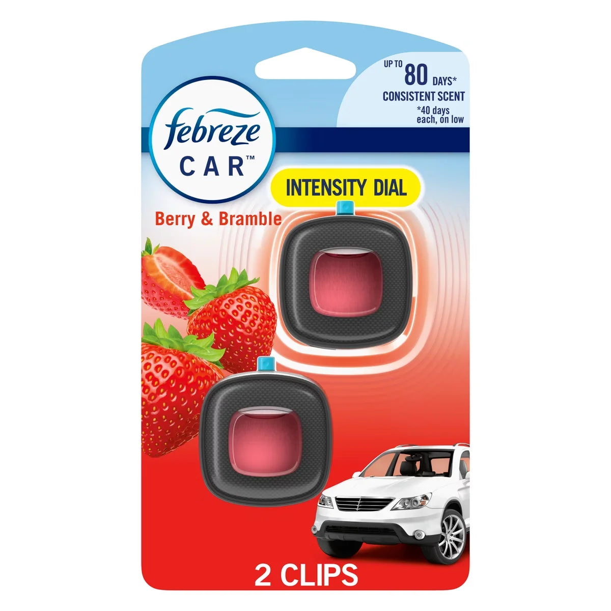 Febreze Car Air Freshener Vent Clip - Berry & Bramble - 0.13 fl oz/2pk