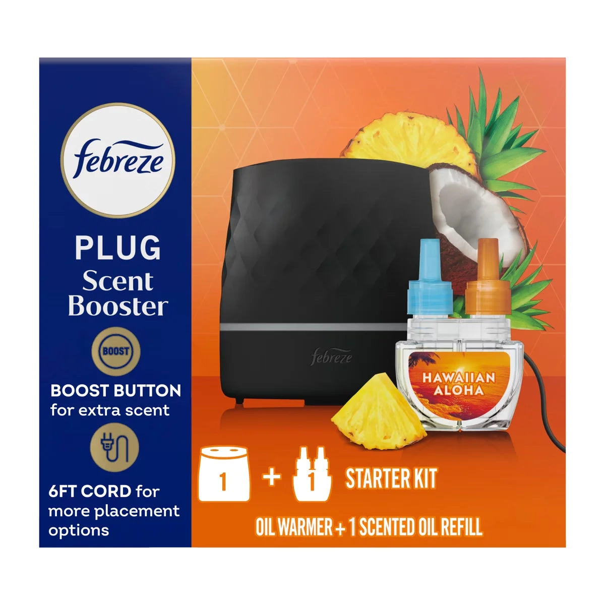 Febreze Plug Scent Booster Air Freshener Oil Diffuser Continuous Scent Device Hawaiian Aloha - 2ct