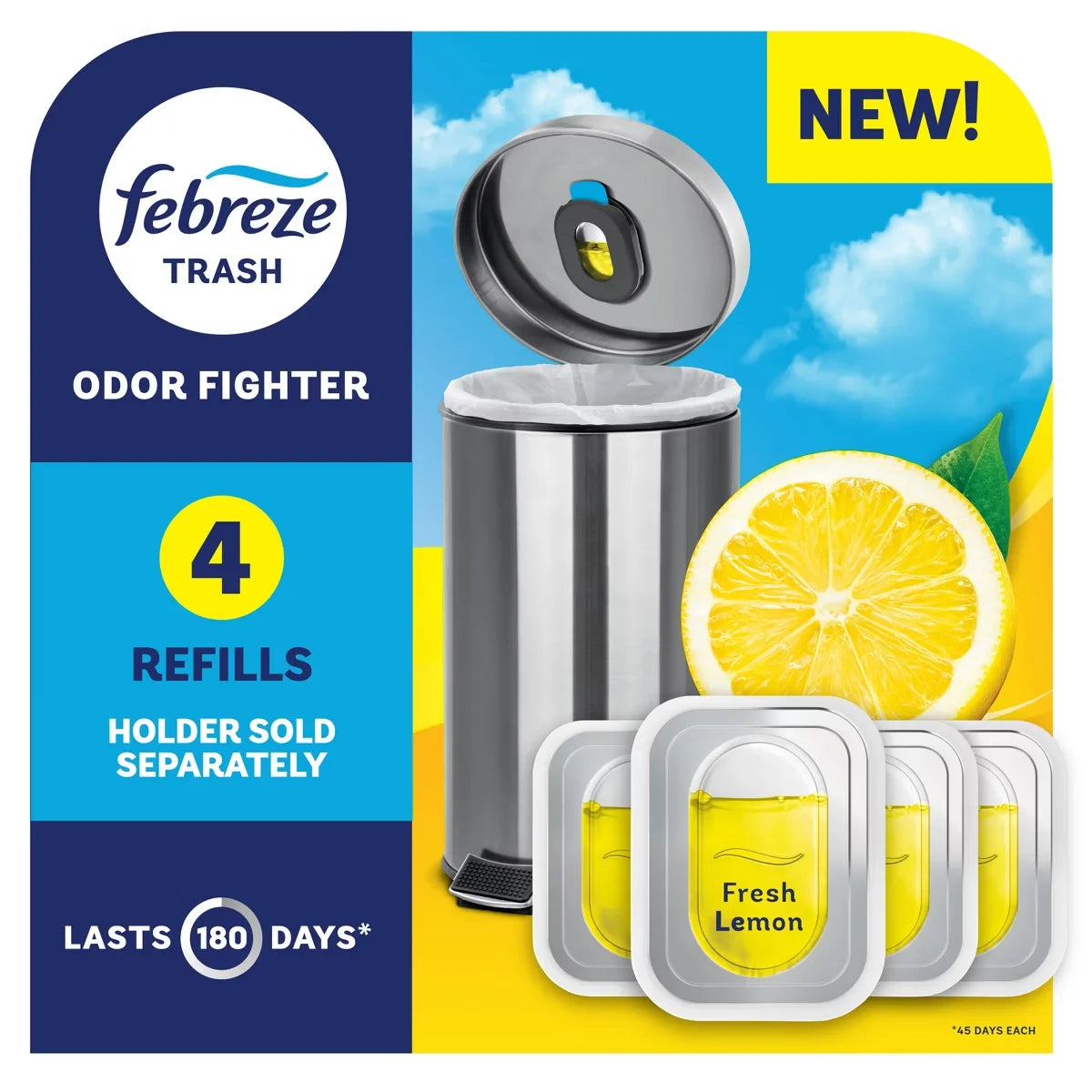 Febreze Trash Air Freshener Refills - Fresh Lemon - 4ct