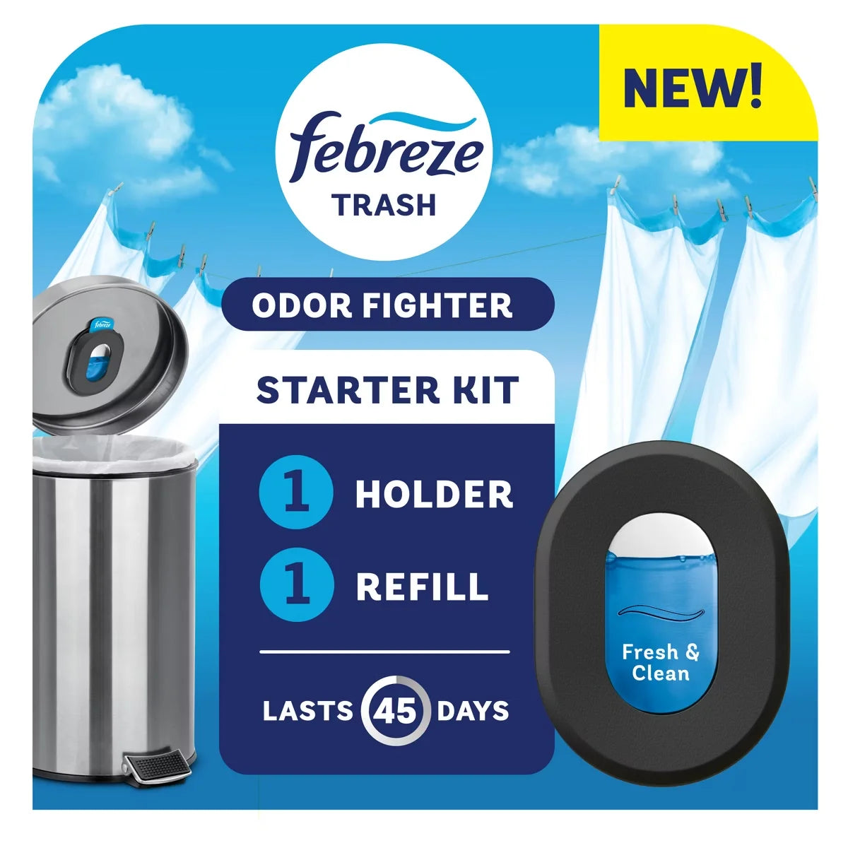 Febreze Trash - Trash Aisle Air Freshener Starter Kits - Fresh & Clean - 2ct