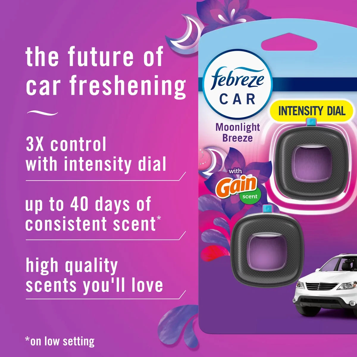 Febreze Car Air Freshener Vent Clip - Gain Moonlight Breeze - 0.20 fl oz/3pk