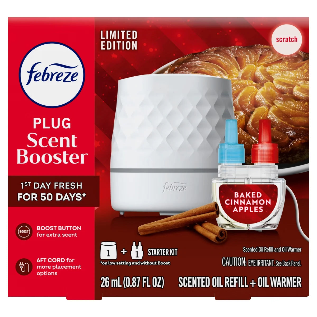 Febreze Plug Scent Booster Air Freshener Holders - Baked Cinnamon Apple - 0.87 fl oz/2pk